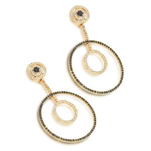 PENDIENTES ORO ROSA CON DIAMANTES Y DIAMANTES NEGROS