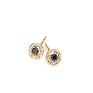 PENDIENTES ORO ROSA CON DIAMANTES Y DIAMANTES NEGROS