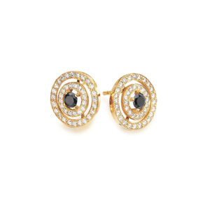 PENDIENTES ORO ROSA CON DIAMANTES Y DIAMANTES NEGROS