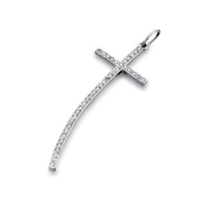 CRUZ ORO BLANCO CON DIAMANTES