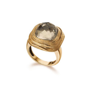 ANILLO ORO ROSA CON CUARZO FUME