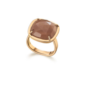 ANILLO ORO ROSA CON PIEDRA LUNA MARRON