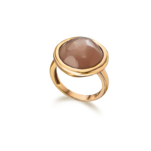 ANILLO ORO ROSA CON PIEDRA LUNA MARRÓN