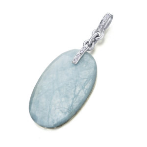 COLGANTE ORO BLANCO CON DIAMANTES Y AGUAMARINA