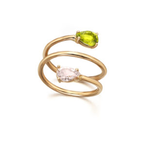 ANILLO ORO ROSA CON MORGANITA Y TURMALINA