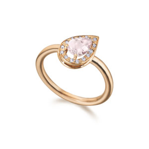 ANILLO ORO ROSA CON MORGANITA Y DIAMANTES