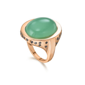 ANILLO ORO ROSA CON CRISOPAS Y DIAMANTES NEGROS