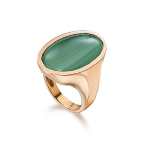 ANILLO ORO ROSA CON MALAQUITA