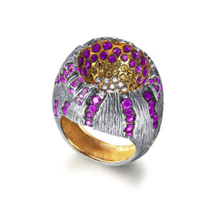 ANILLO ORO “VOLCAN” CON ZAFIROS AMARILLOS