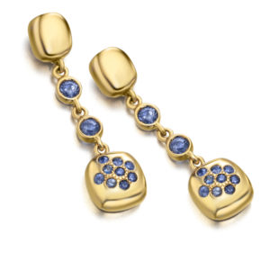 PENDIENTES ORO ROSA CON ZAFIRO AZUL