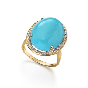 ANILLO ORO ROSA CON TURQUESA Y DIAMANTES