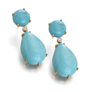 PENDIENTES ORO ROSA CON TURQUESA Y DIAMANTES