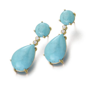 PENDIENTES ORO ROSA CON TURQUESA Y DIAMANTES