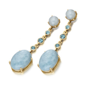 PENDIENTES ORO ROSA CON AGUAMARINA