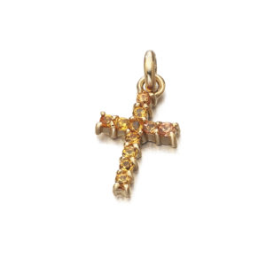 CRUZ ORO ROSA CON ZAFIRO AMARILLO