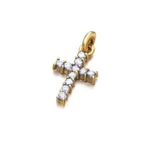 CRUZ ORO ROSA CON DIAMANTES