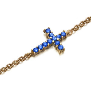 PULSERA ORO ROSA CON ZAFIROS AZULES