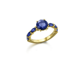 ANILLO ORO ROSA CON IOLITAS