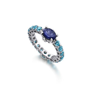 ANILLO ORO BLANCO CON IOLITA