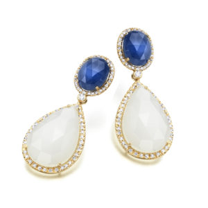 PENDIENTES ORO ROSA CON ZAFIRO AZUL