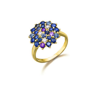 ANILLO ORO ROSA CON ZAFIROS AZULES