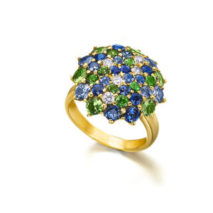 ANILLO ORO ROSA CON ZAFIROS AZULES