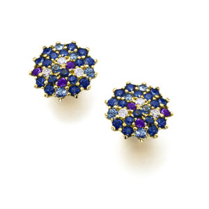 PENDIENTES ORO ROSA CON ZAFIROS AZULES