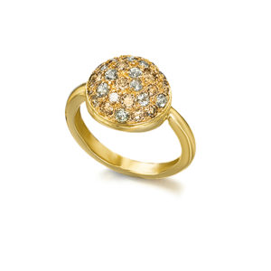 ANILLO ORO ROSA CON DIAMANTES BROWN Y ZAFIROS VERDES