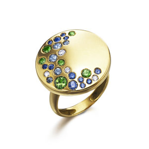 ANILLO ORO ROSA CON ZAFIROS AZULES