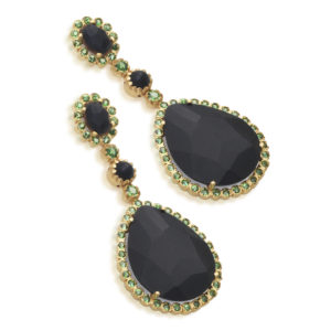 PENDIENTES ORO CON ONIX Y TSAVORITAS