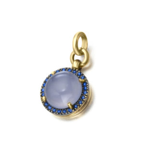 COLGANTE ORO ROSA CON CALCEDONIA Y ZAFIROS AZULES