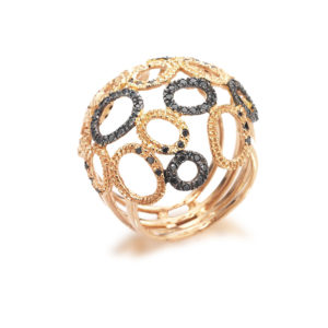 ANILLO ORO ROSA CON DIAMANTES NEGROS