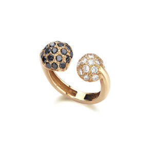ANILLO ORO ROSA CON DIAMANTES Y DIAMANTES NEGROS