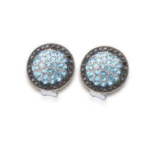 PENDIENTES ORO BLANCO CON TOPACIOS AZULES Y DIAMANTES